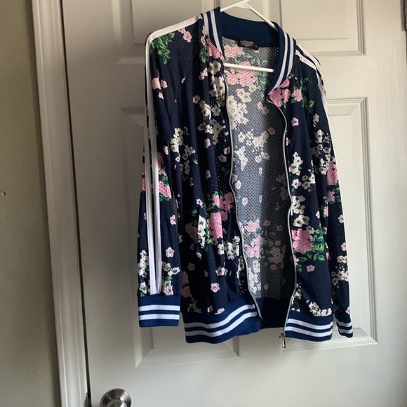 Blue and Floral Print Jacket by Rock Revolution - Picture 3 of 3